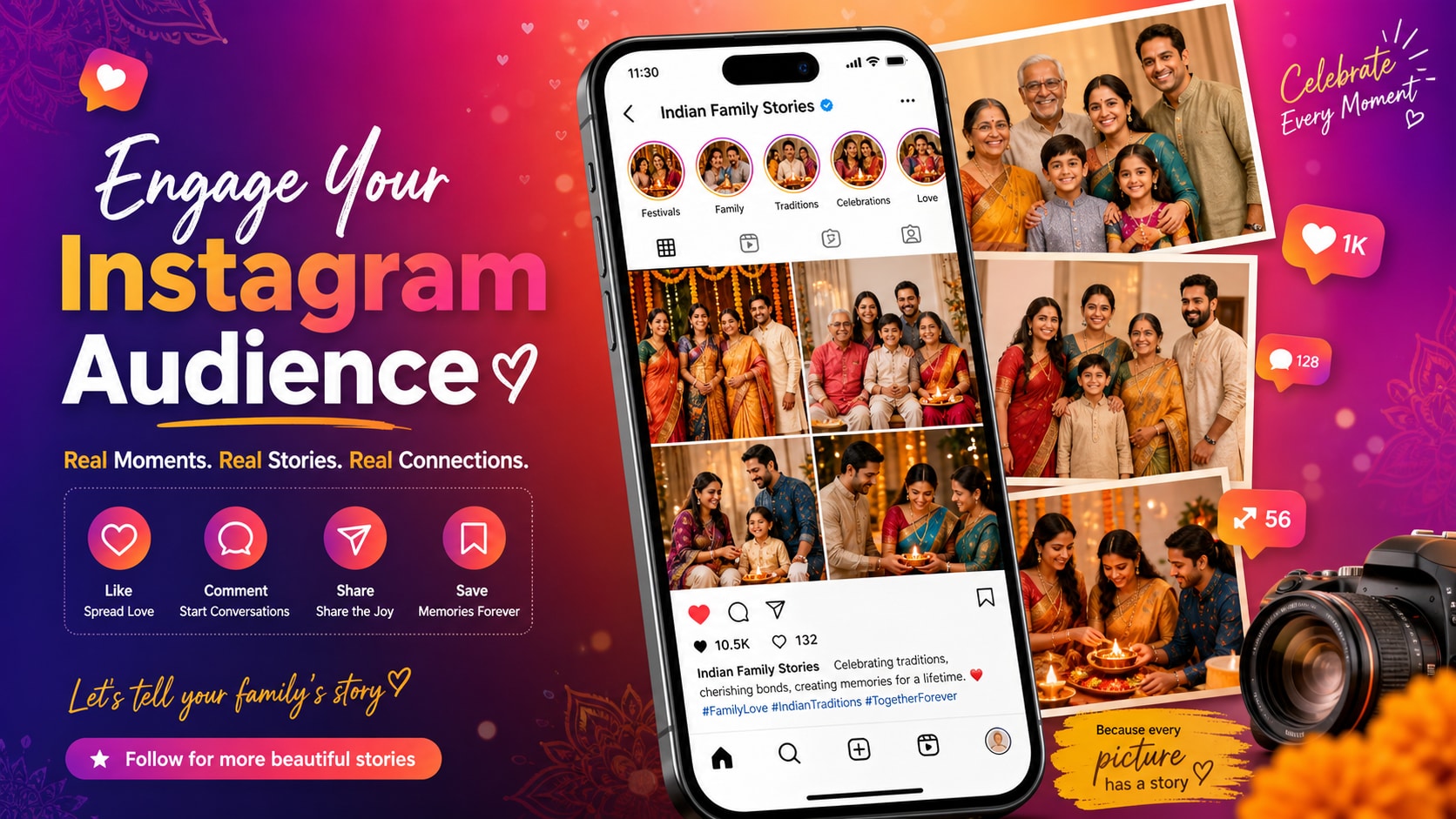 Share your trending Indian family photo prompt on Instagram