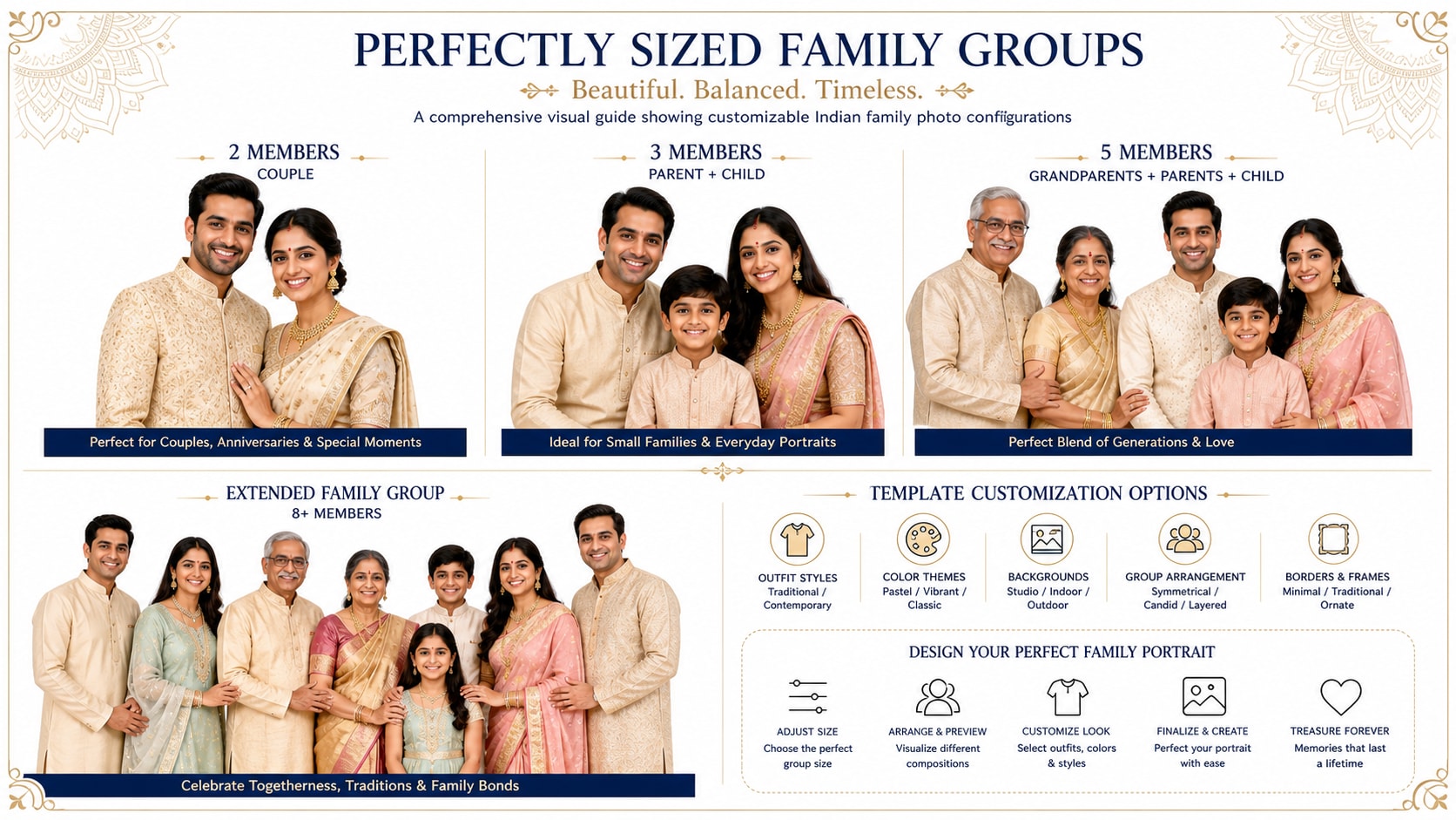 Customize an Indian family prompt template for any size