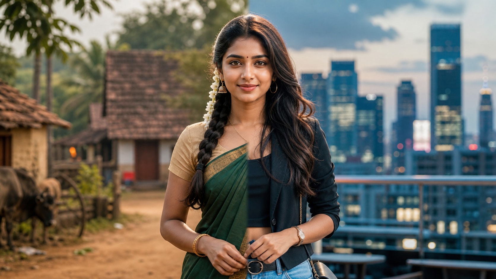 Create diverse styles from modern to an Indian village girl prompt