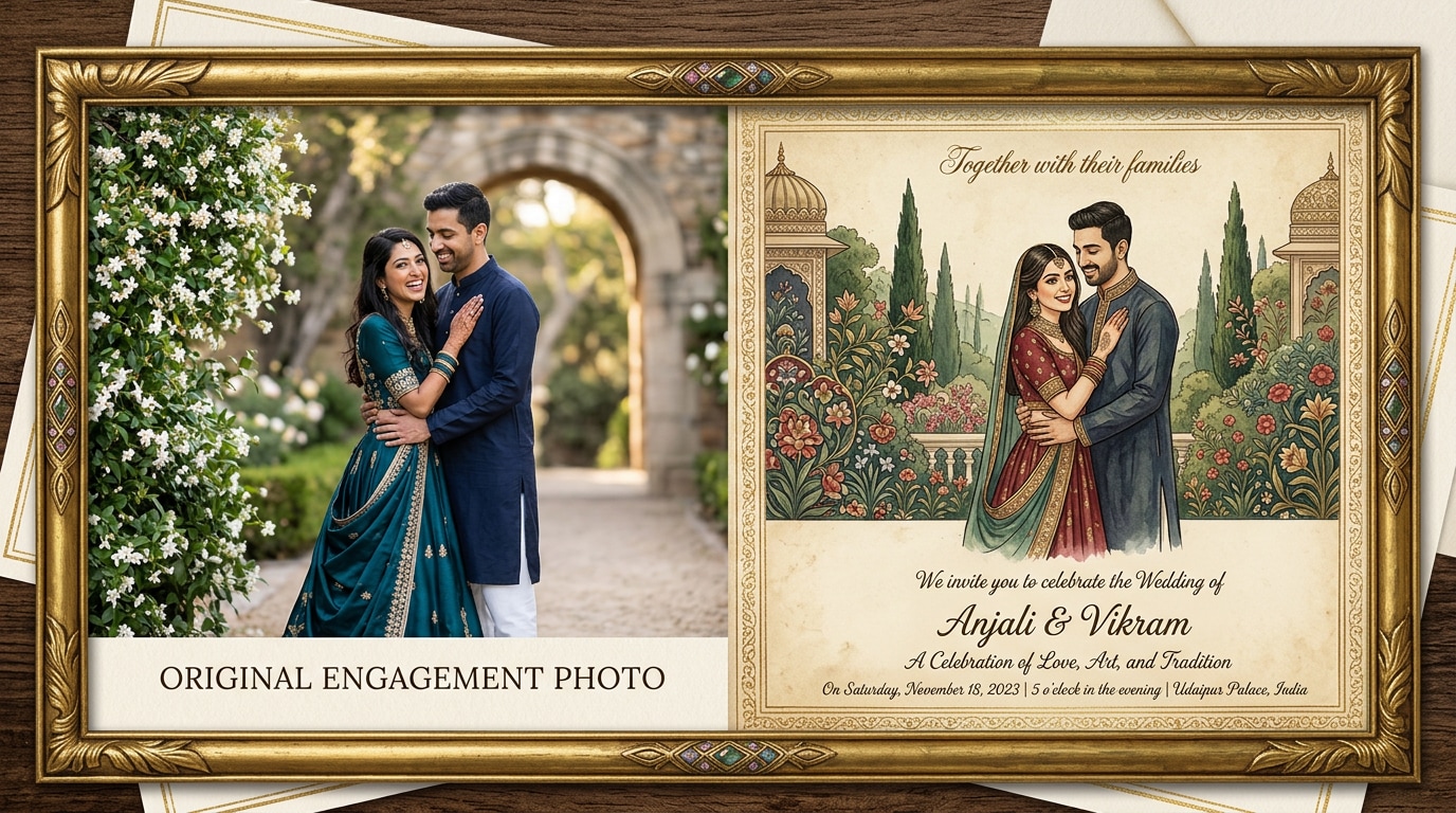 Create photo indian wedding invitation templates with AI
