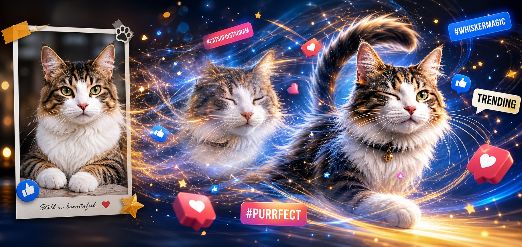 Bring your AI cat pictures to life using Filmora video effects