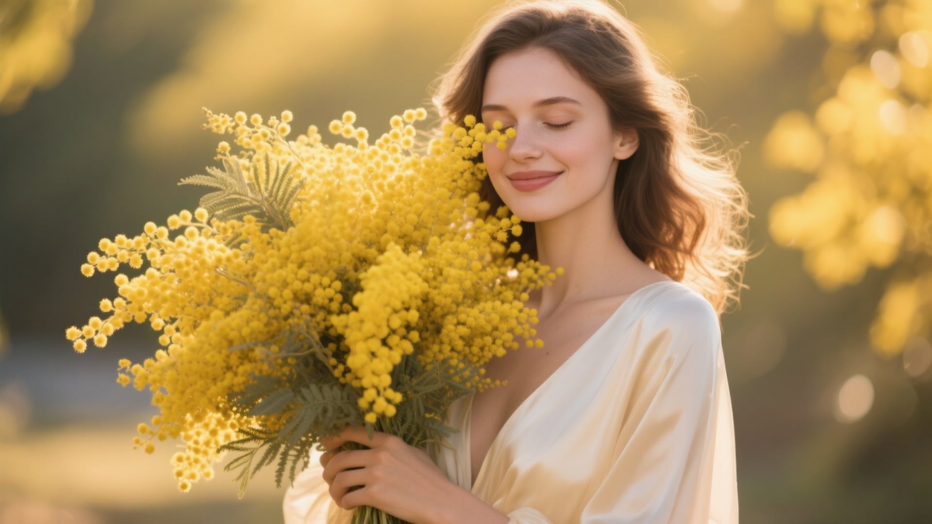 international women's day ai flower portrait mimosa bouquet