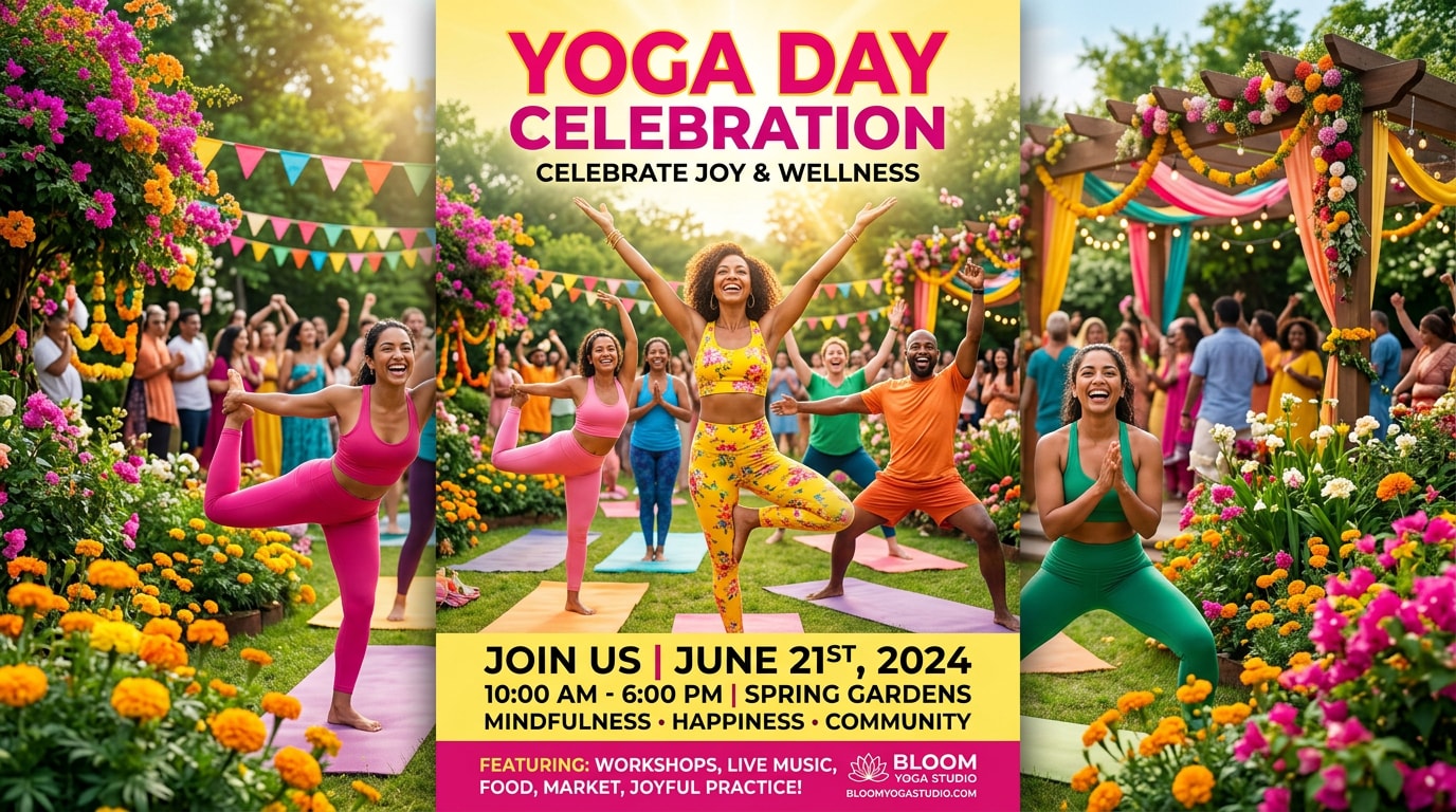 Craft stunning yoga day celebration posters effortlessly