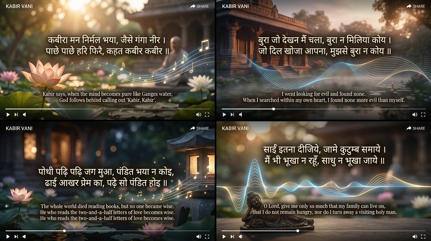 Showcase sayings of Kabir in aesthetic videos