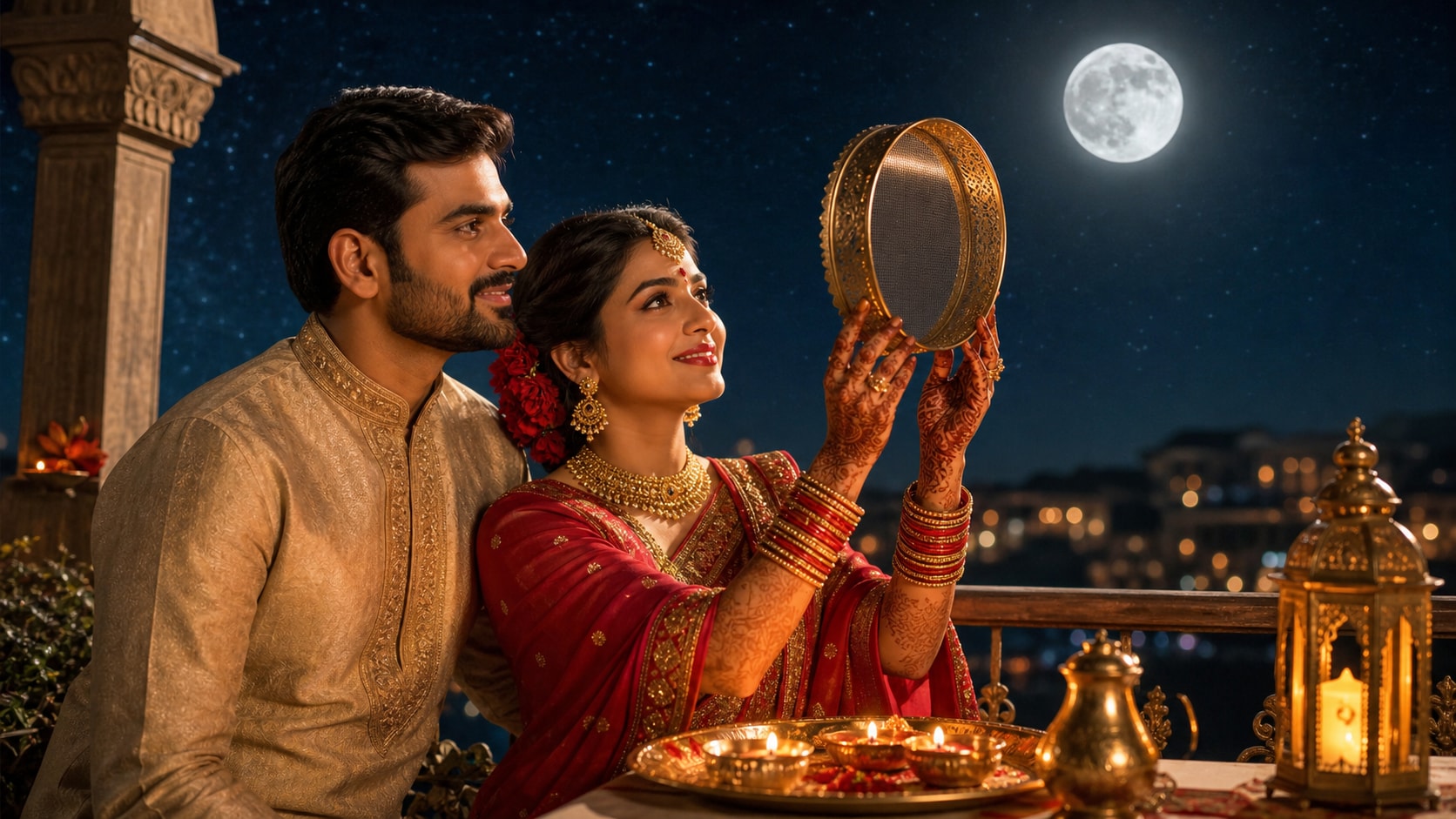 Craft magical moonlit karwa chauth ai portraits