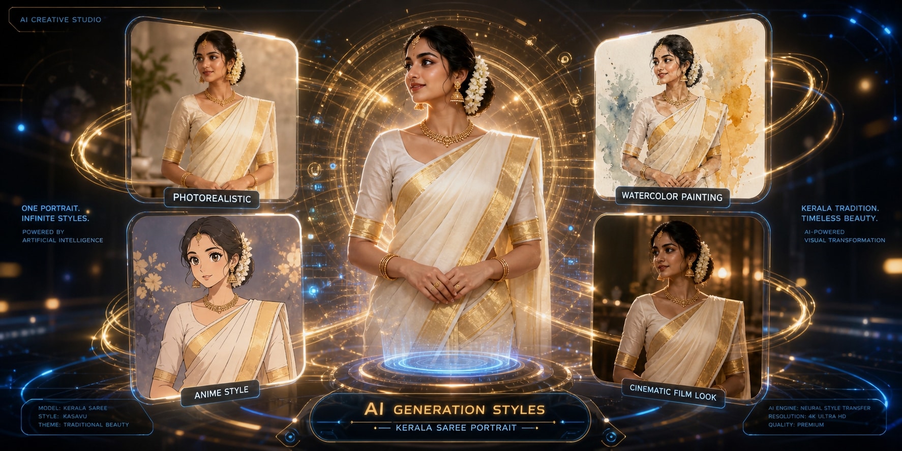 Utilize flexible AI models for Kerala saree generation