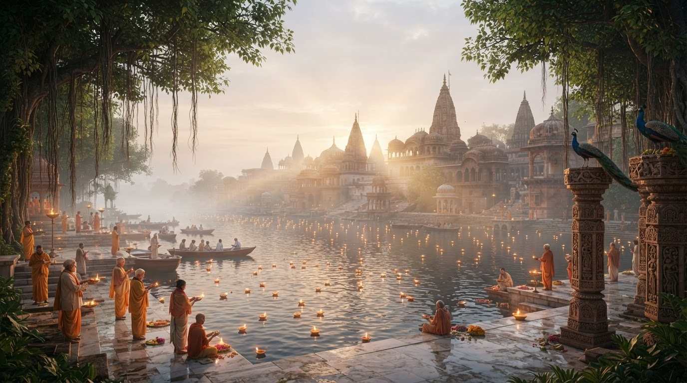 Recreate Mathura Vrindavan backgrounds with AI prompts