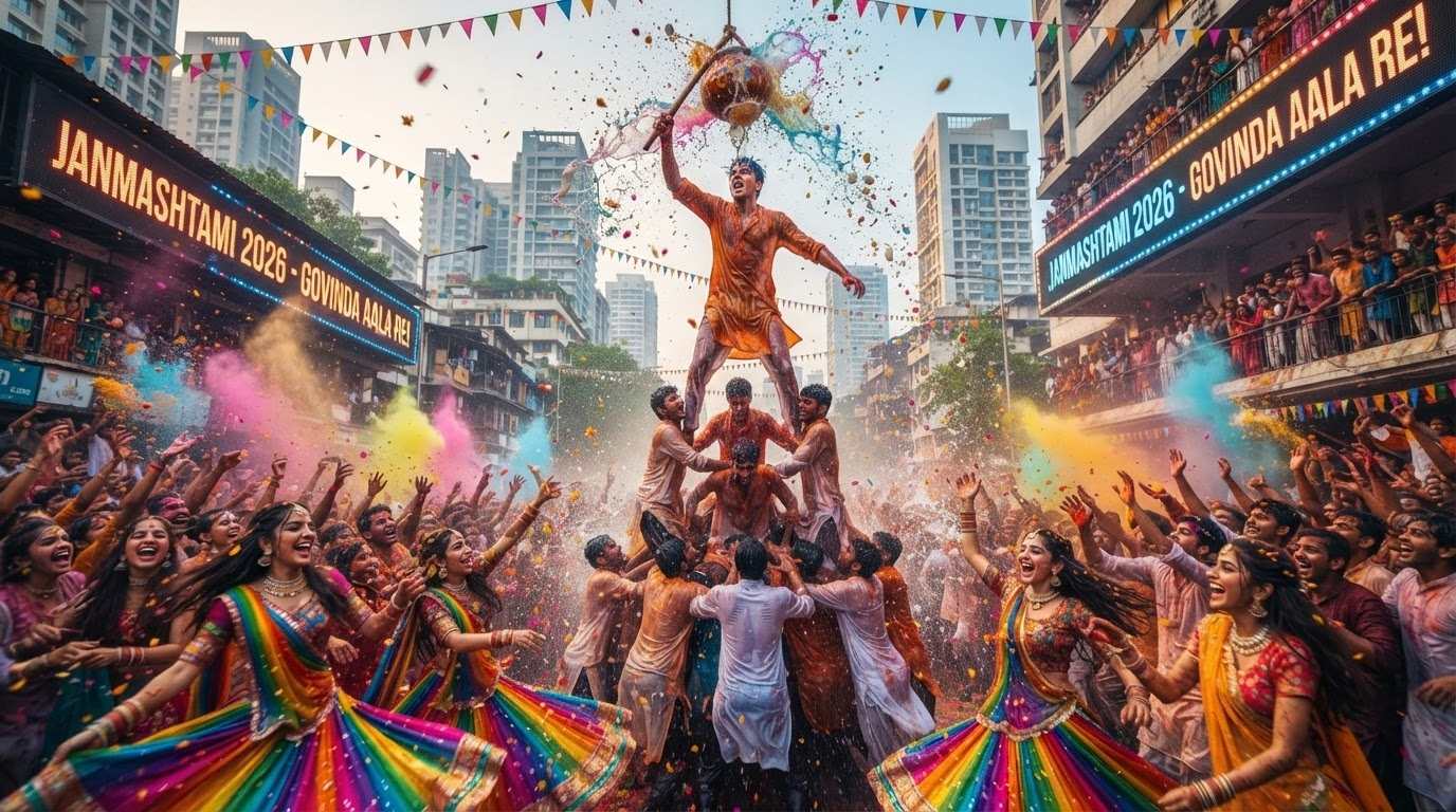 viral Krishna Janmashtami couple ai photo prompt creation
