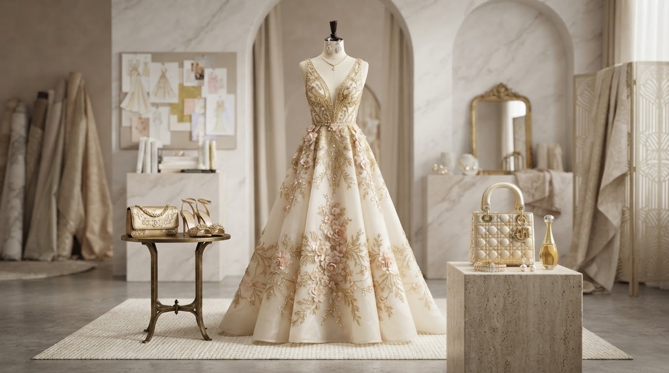 Design luxury outfit prompt concepts