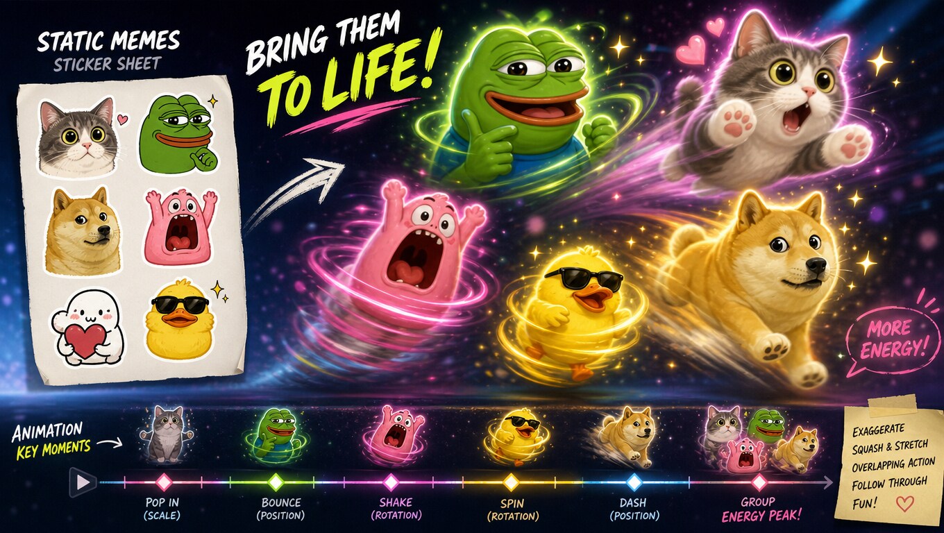 Animate your meme sticker set in Filmora