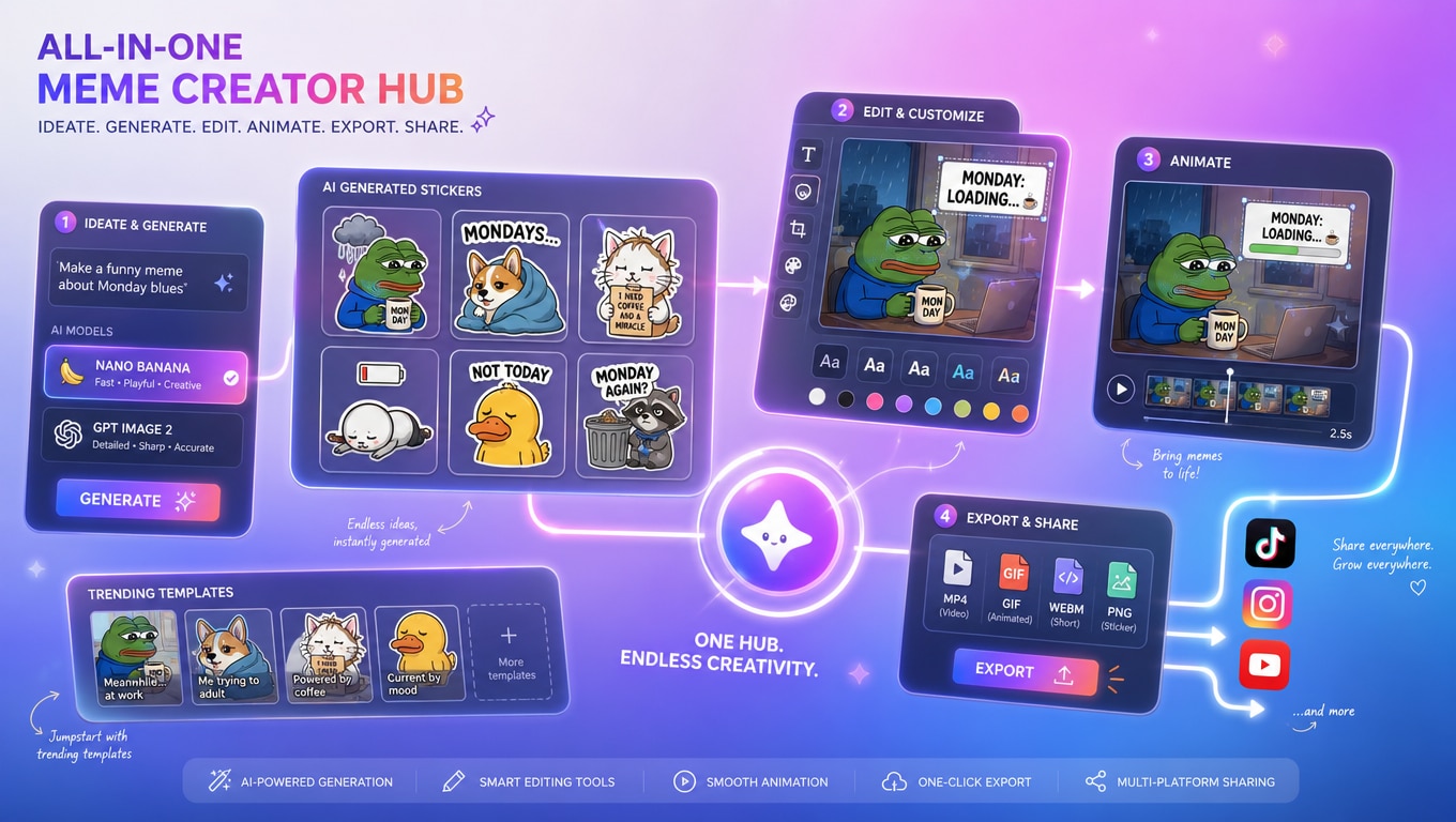 Meme sticker pack editing hub in Filmora