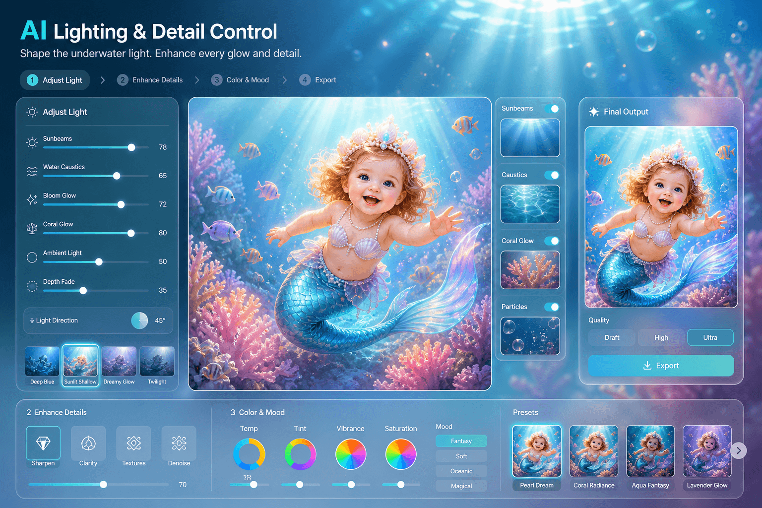 Filmora motion workflow for mermaid baby art