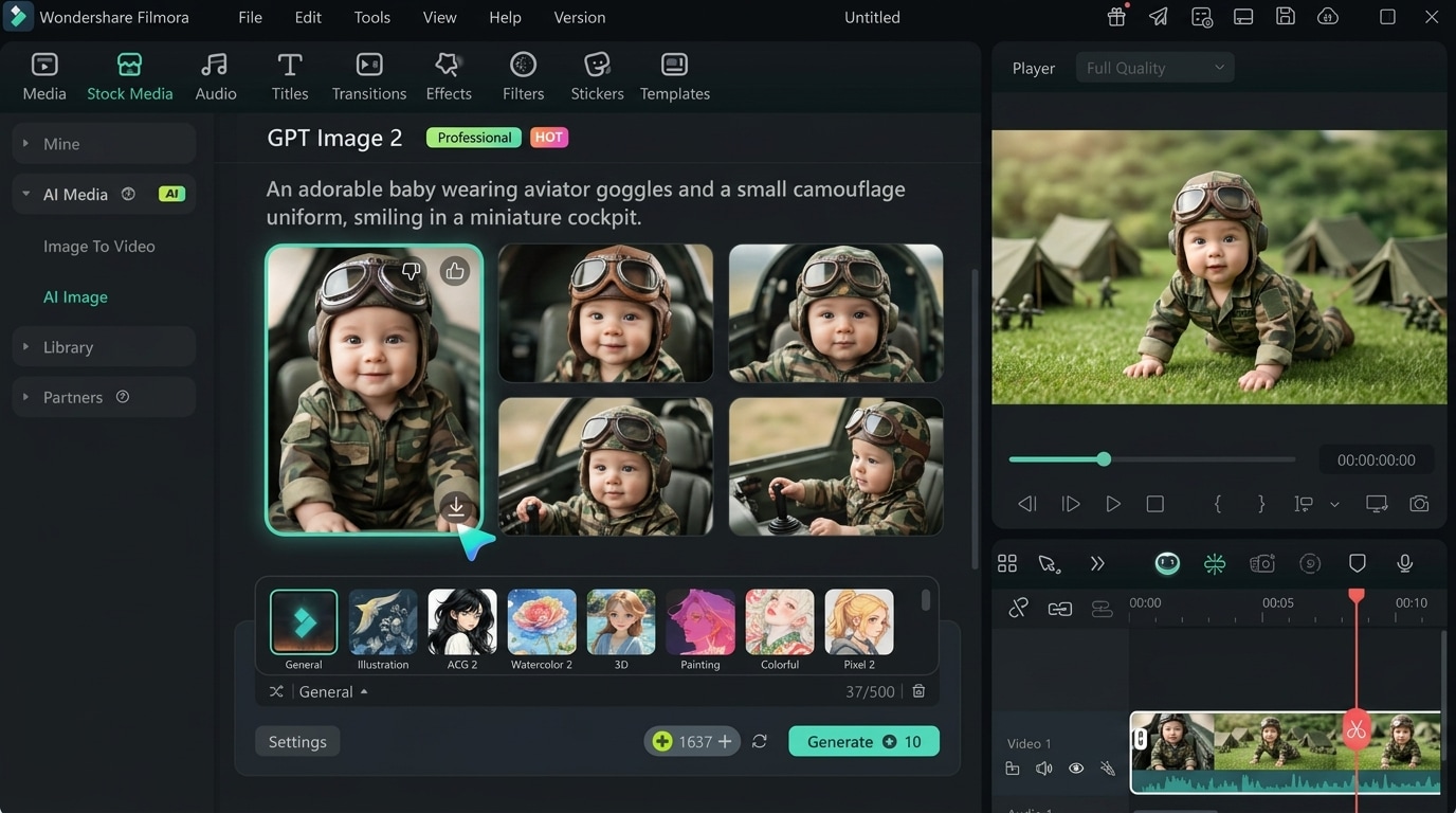 Customize military baby prompt settings for AI