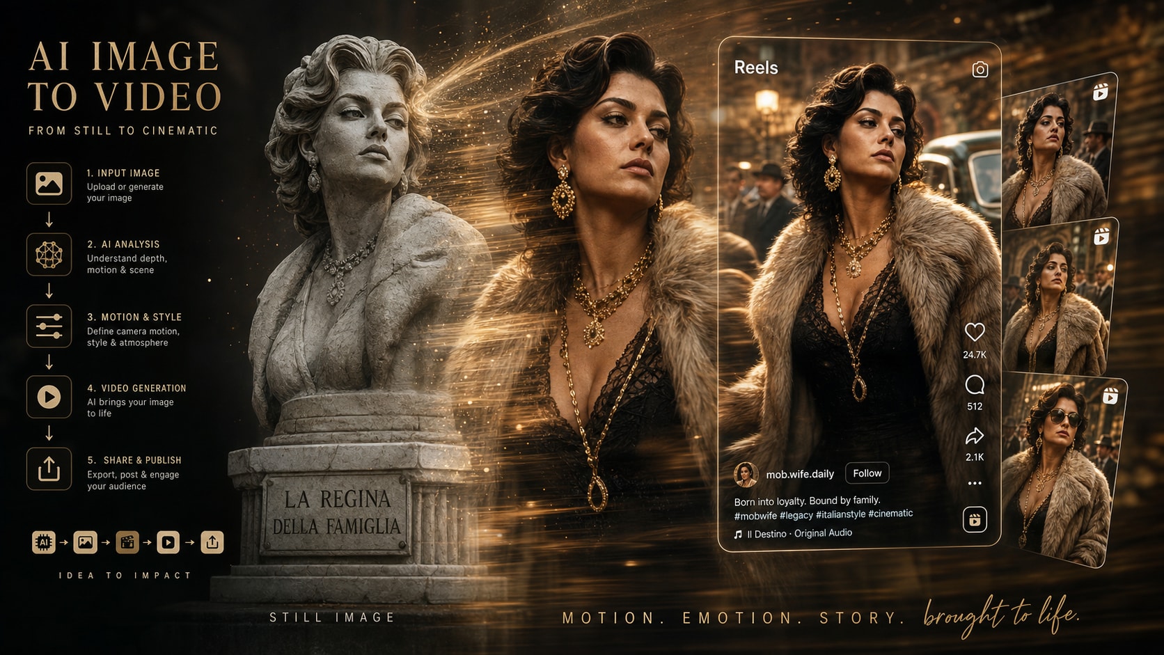 Convert mob wife aesthetic images to video using AI