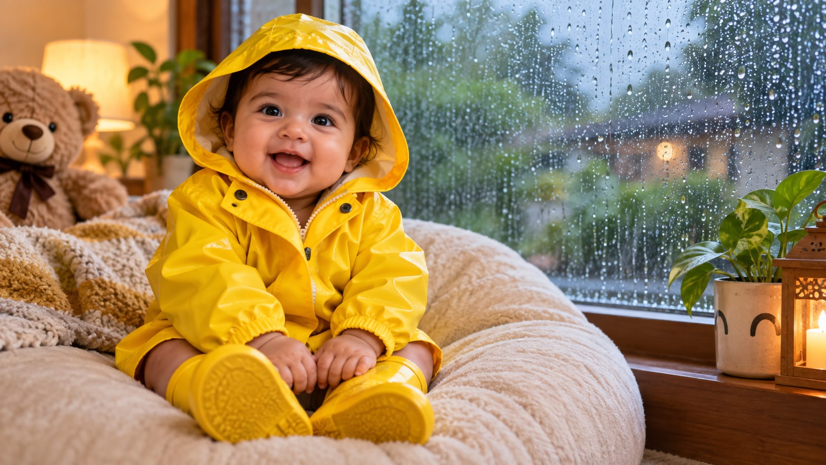 Filmora AI image generator creating monsoon baby photoshoot prompt visuals
