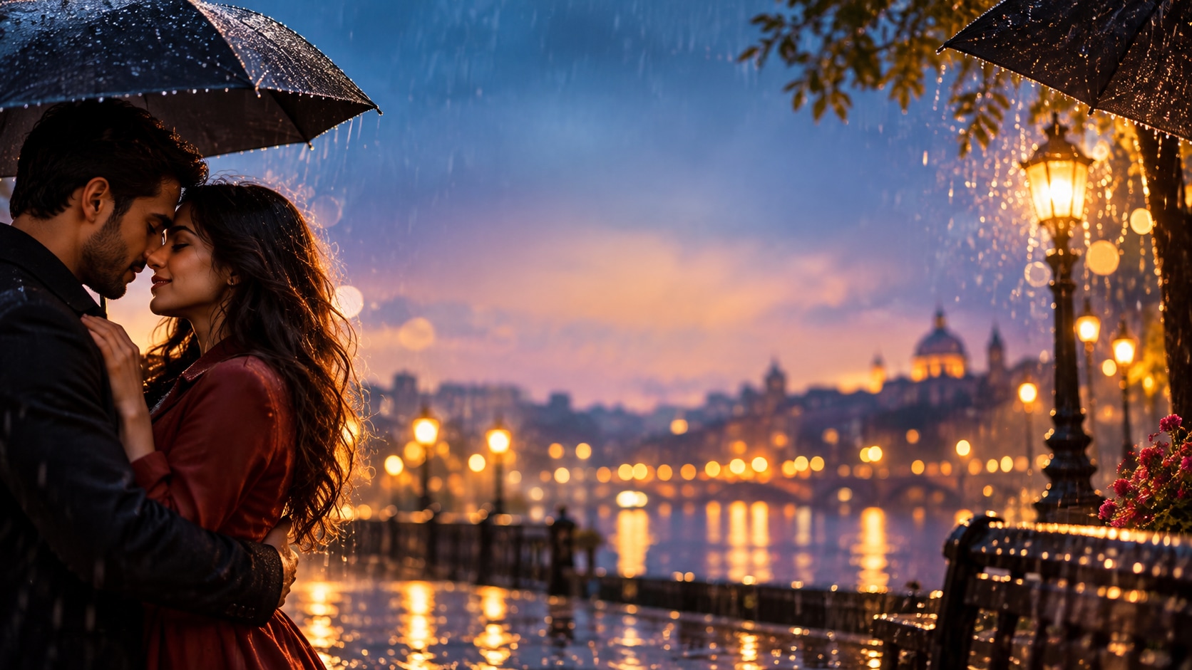 monsoon couple AI photo prompt still image converted into video in Filmora