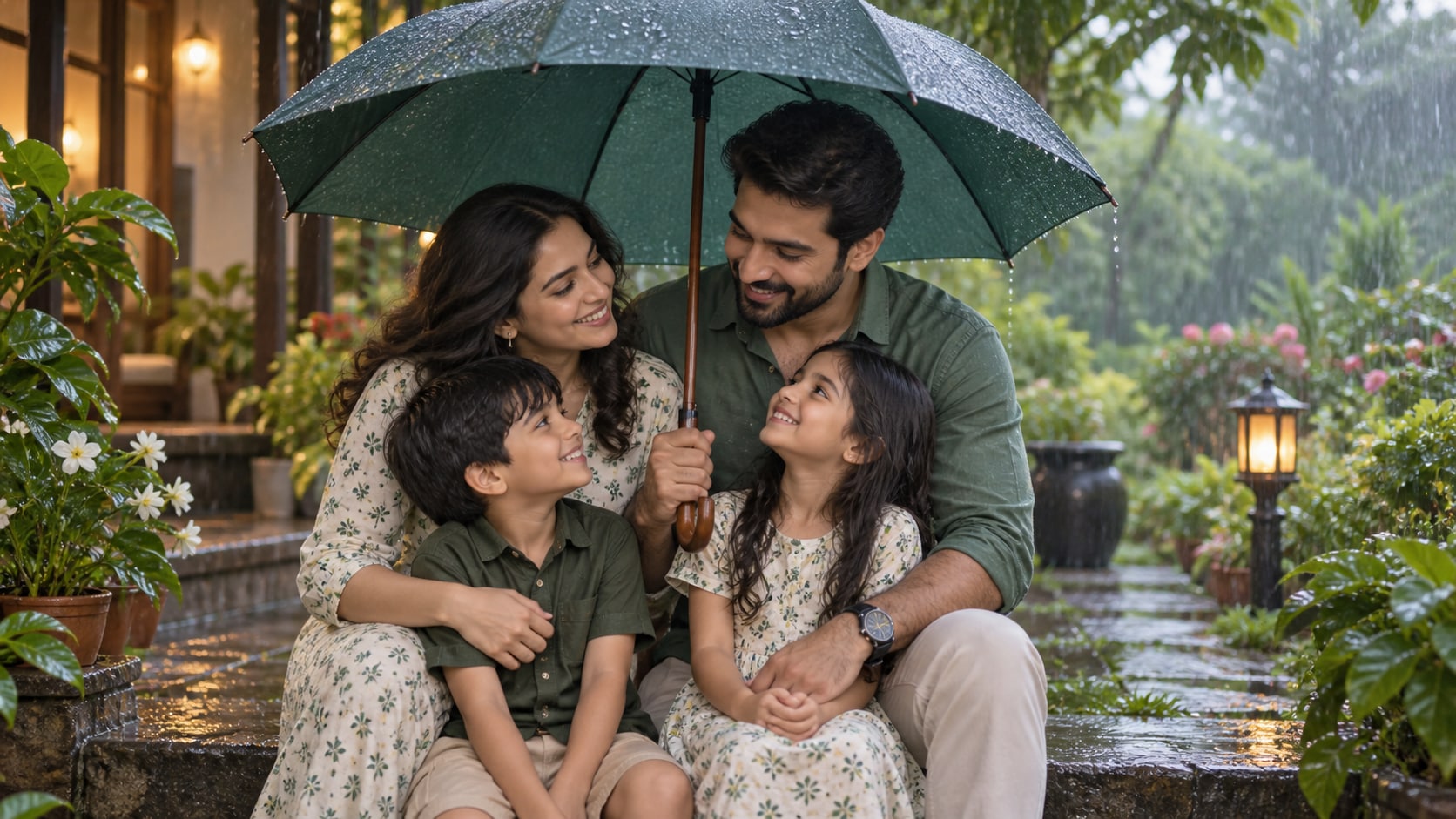 Filmora AI image generator creating monsoon family portrait prompt visuals