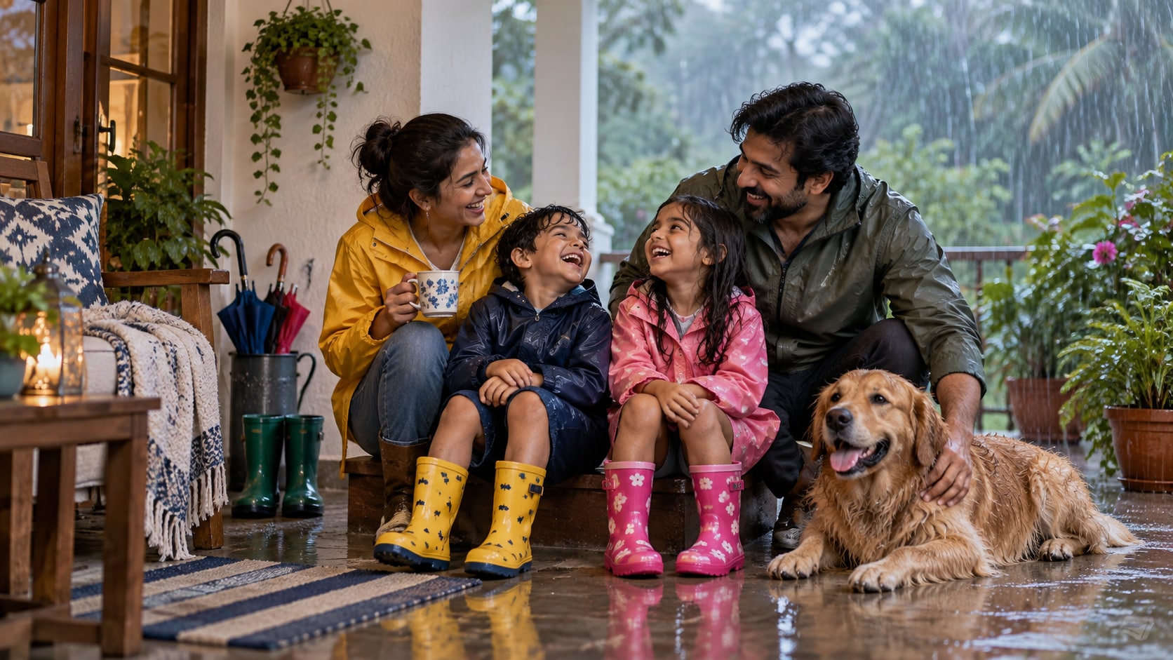 Nano Banana creating alternate monsoon family portrait prompt variants