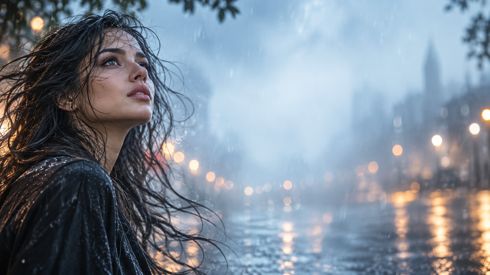 monsoon female portrait prompt still image converted into video in Filmora