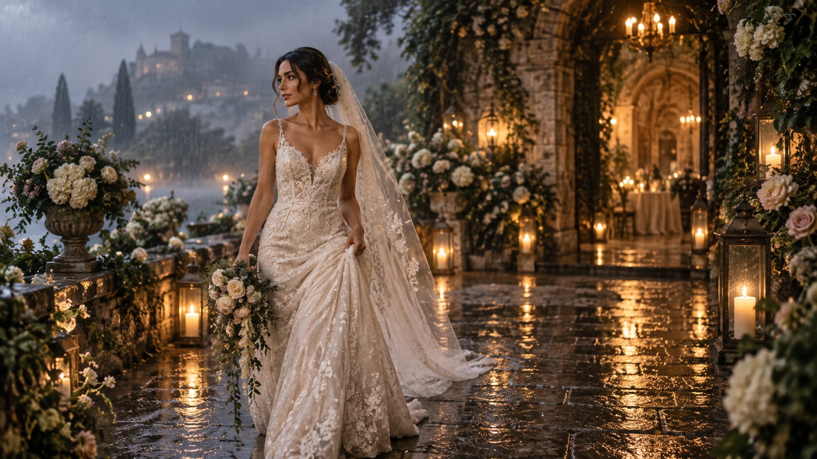 Nano Banana creating alternate monsoon wedding photoshoot prompt variants
