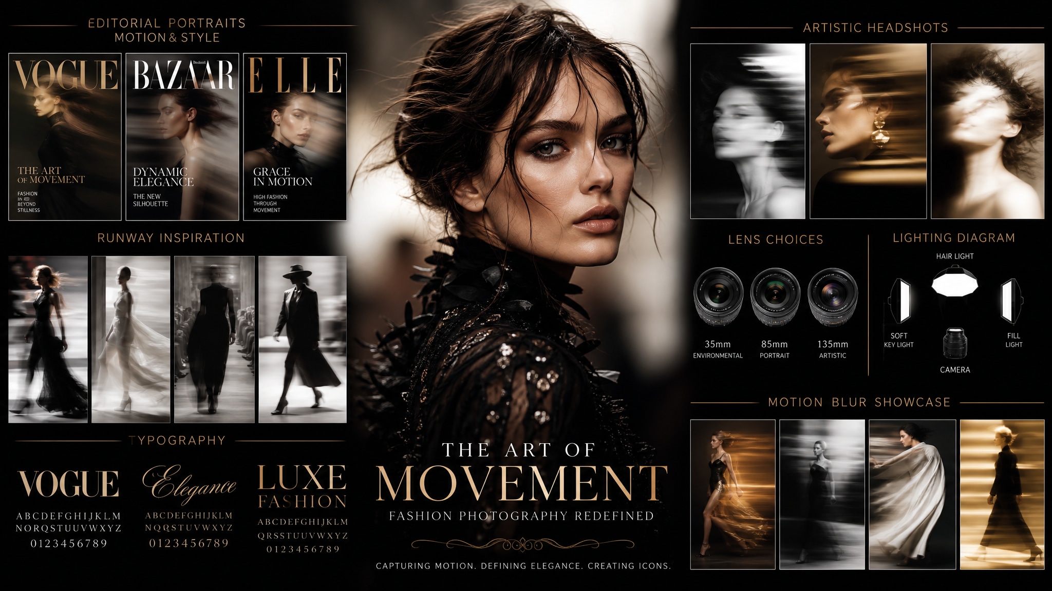 Magazine quality portrait with motion blur prompt