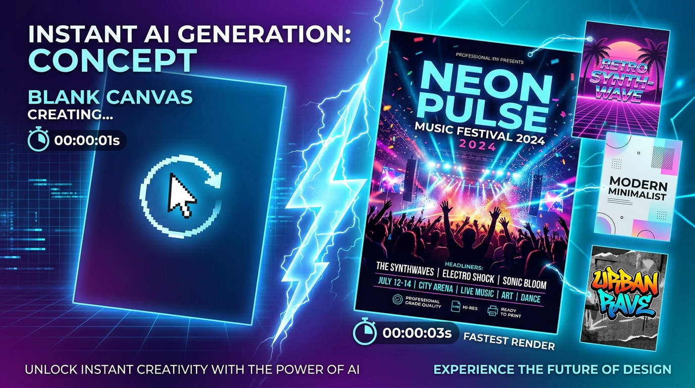 Generate captivating music festival posters instantly with AI prompts