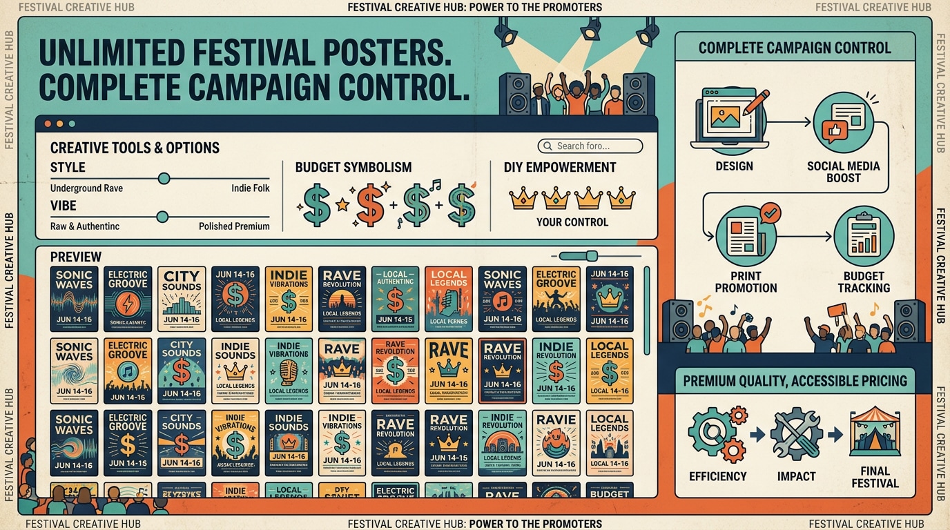 Cost-effective event marketing using music festival poster prompts