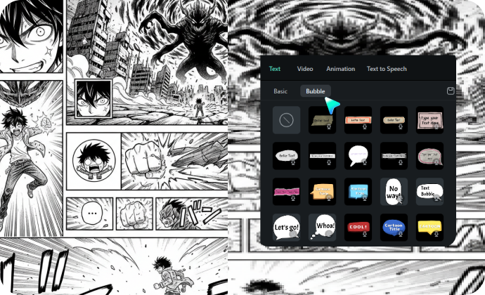 speech bubble text feature in filmora