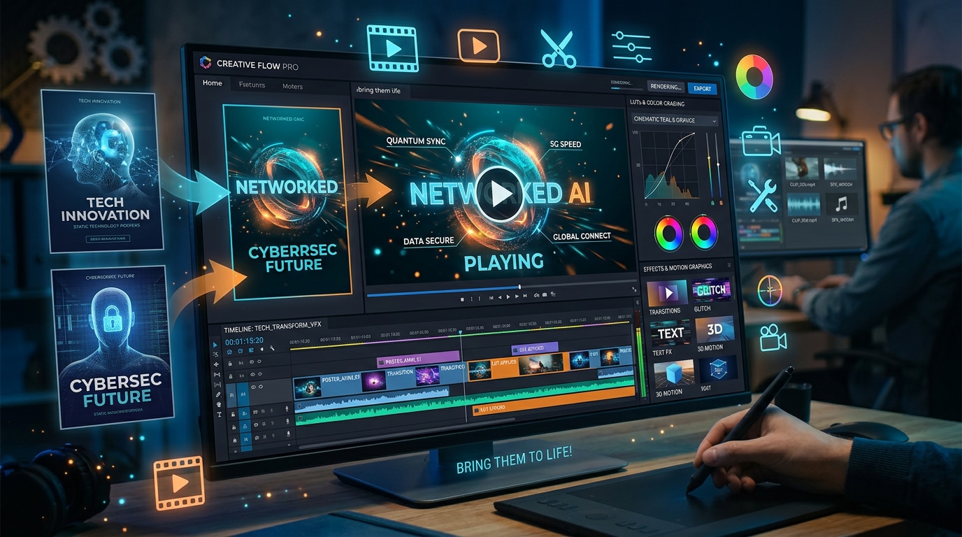Enhance tech posters with video editing tools
