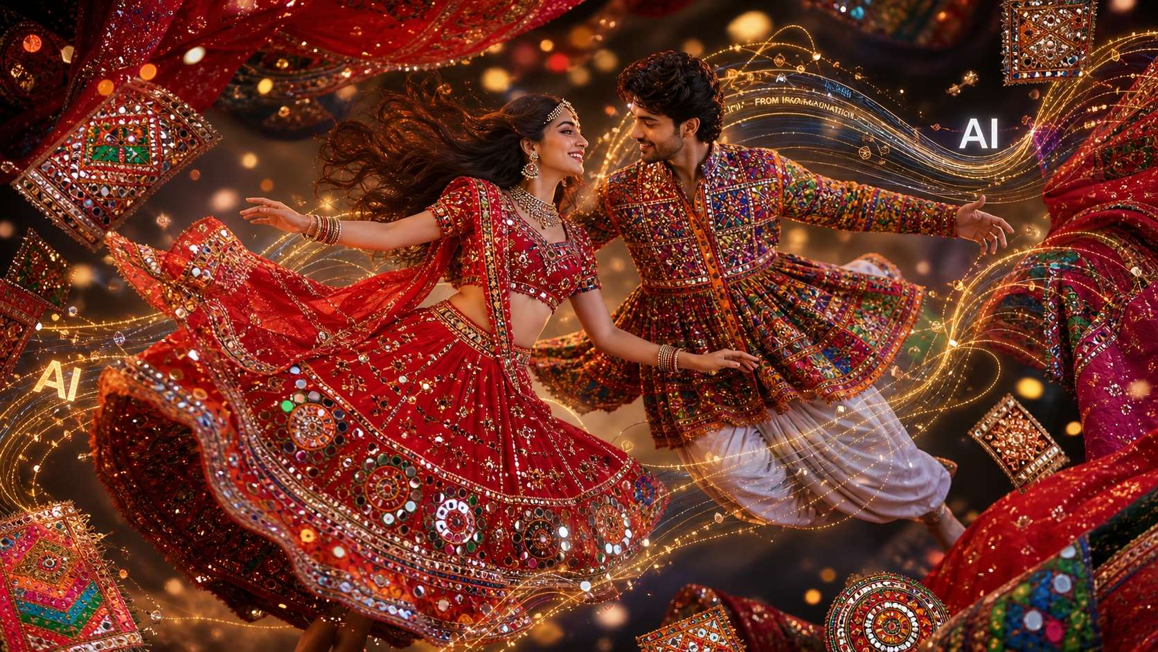 Design stunning Navratri couple outfits with AI prompts