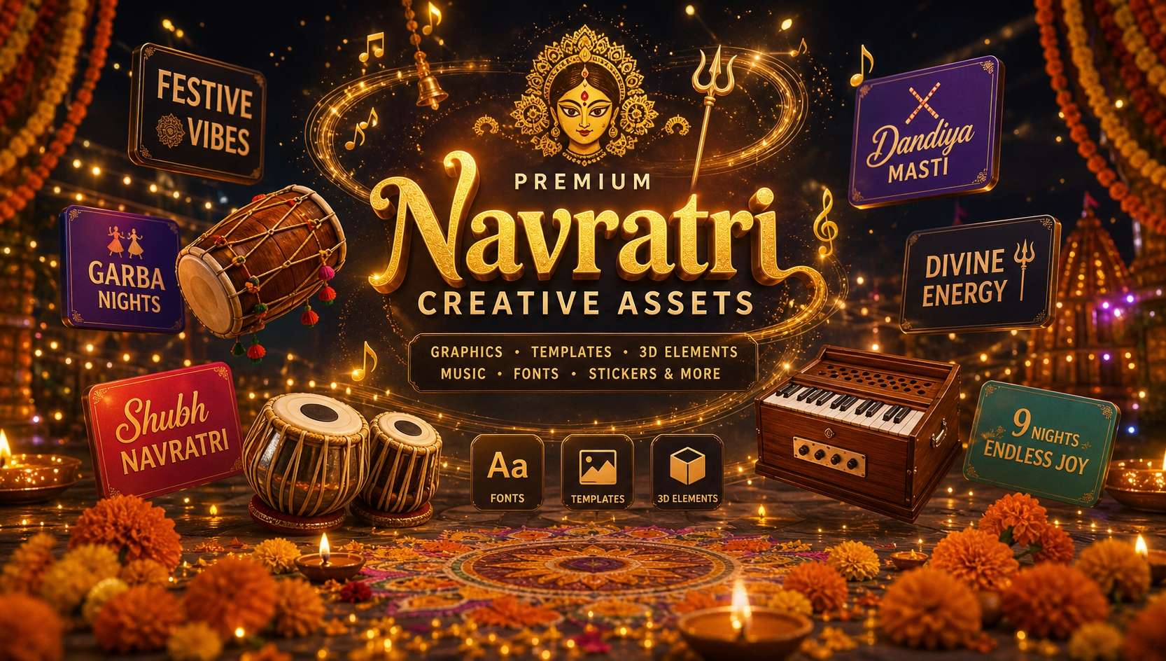Access premium festive assets for Navratri edits