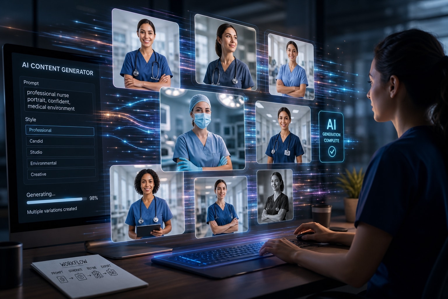 Fast nurse photo ai prompt generation