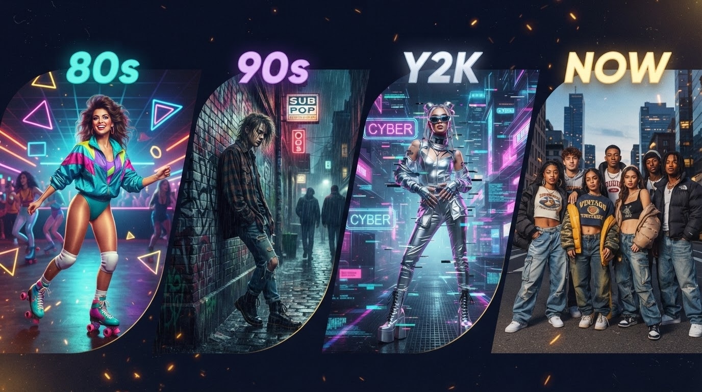 Recreate iconic 90s and 80s fashion trends