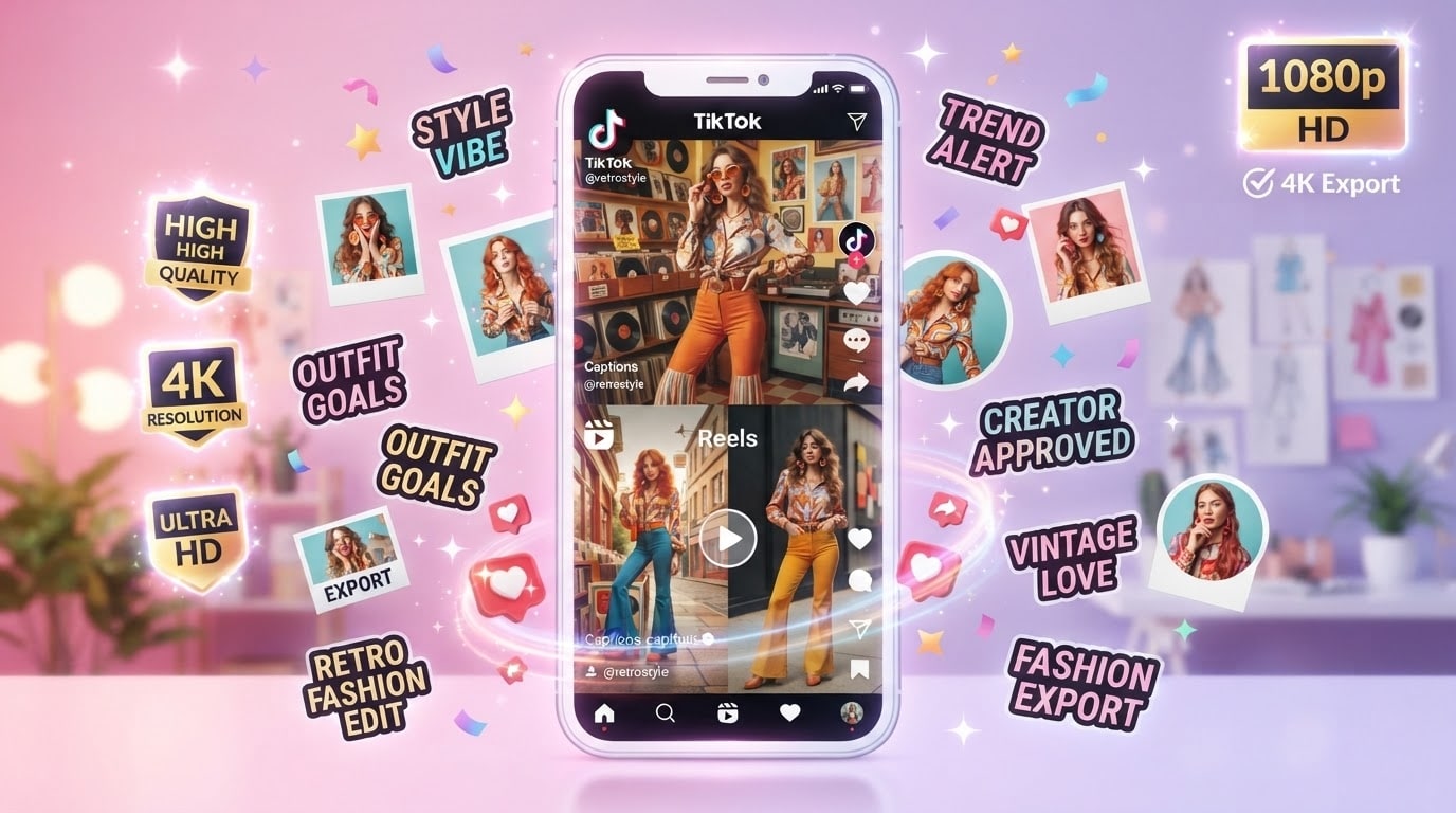 Export vintage fashion edits to social media