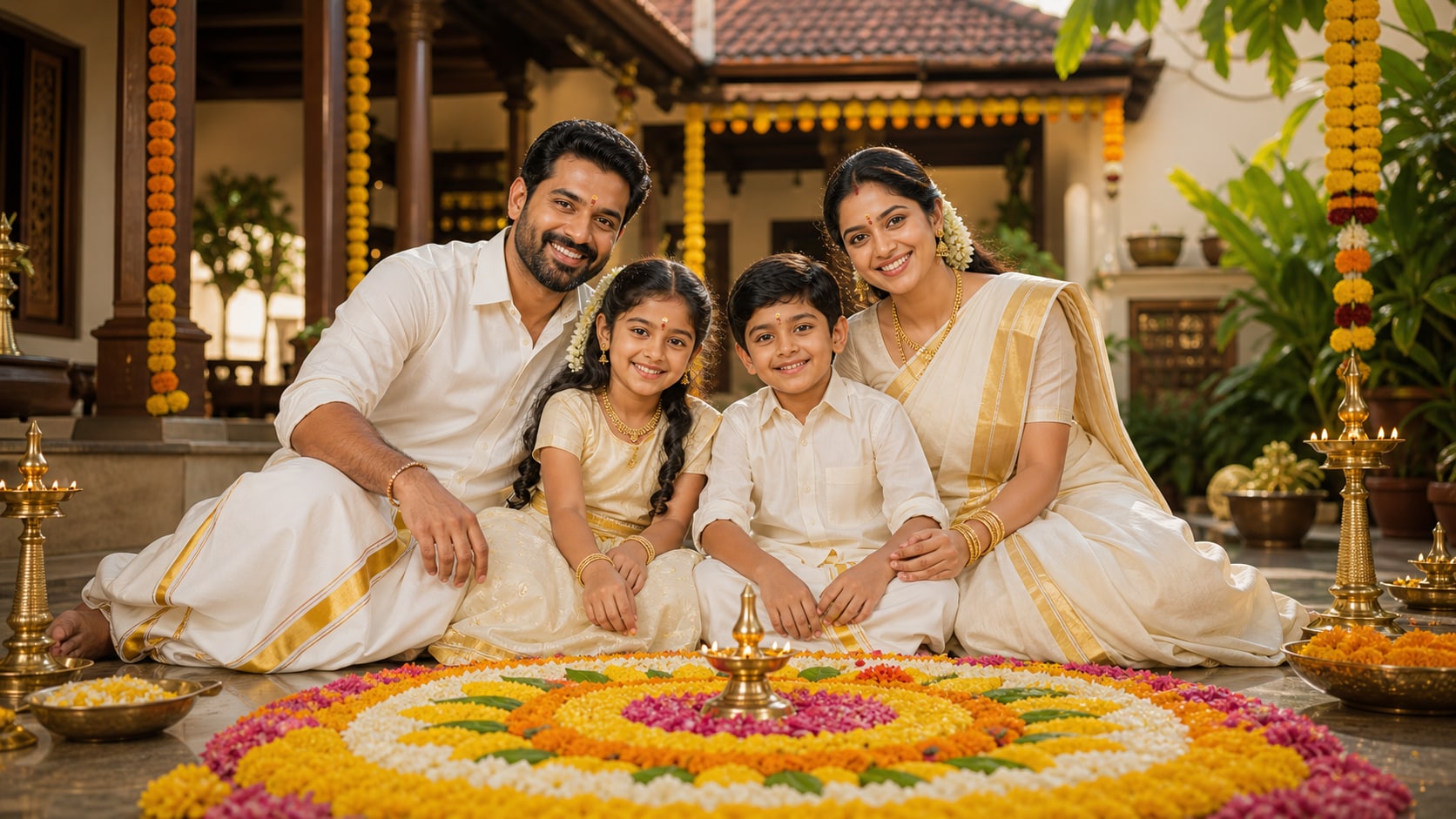 Nano Banana model creating Onam family prompt style variants