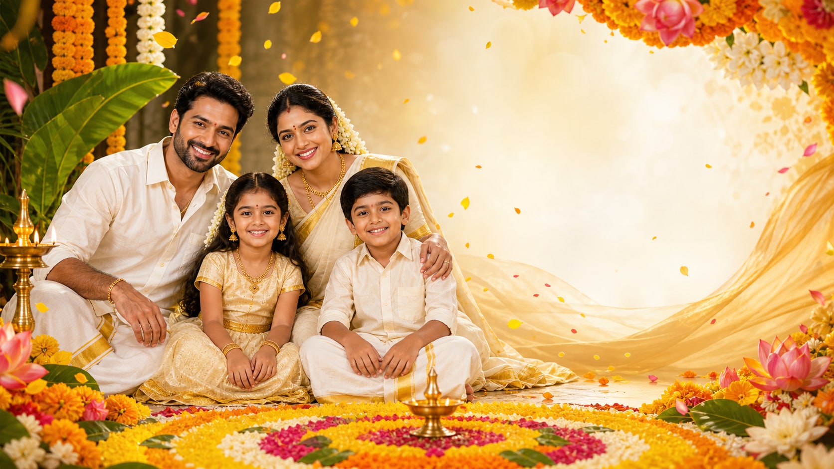 Onam family prompt still image converted into video in Filmora