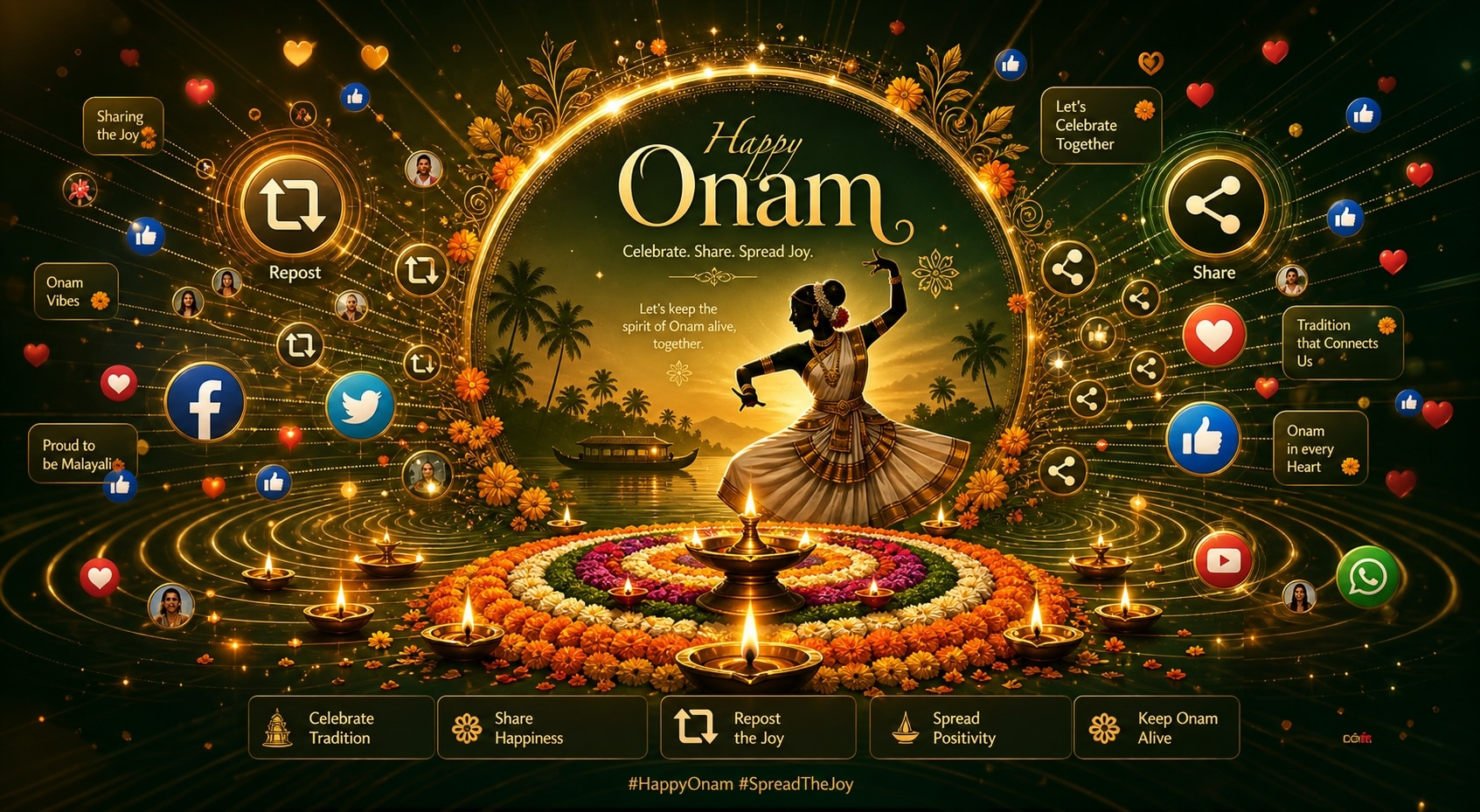 Share onam celebration poster prompt on social media