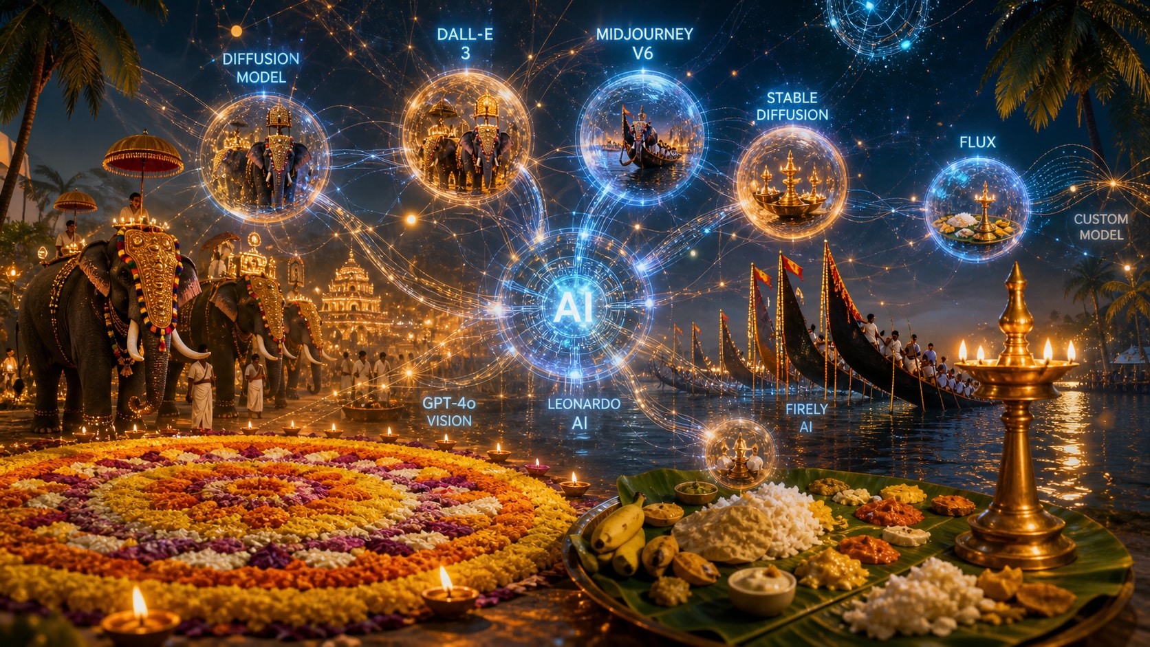 Harness powerful AI models to generate onam wishes images