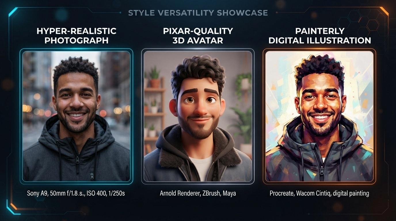 Versatile AI styles for men image prompts