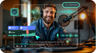 A podcast waveform being cleaned up by an AI podcast editor