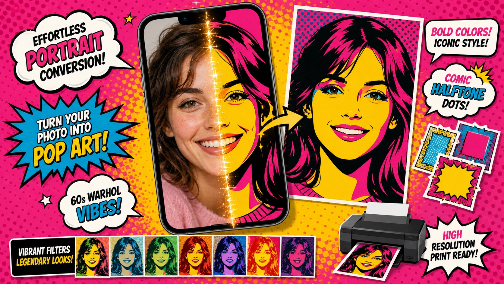 Transform photos into pop art portraits
