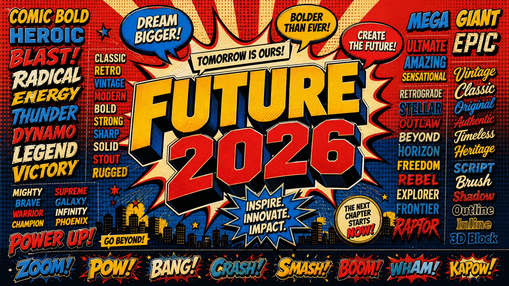 Dynamic typography in pop art posters