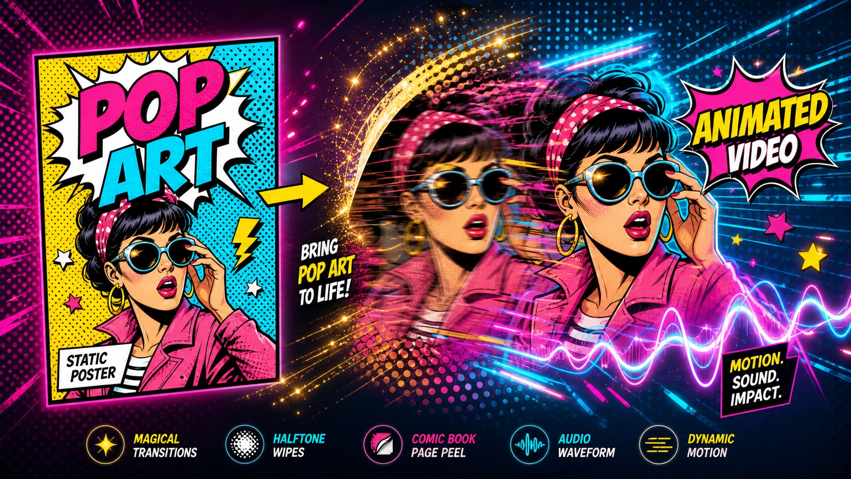 Animate pop art poster prompts