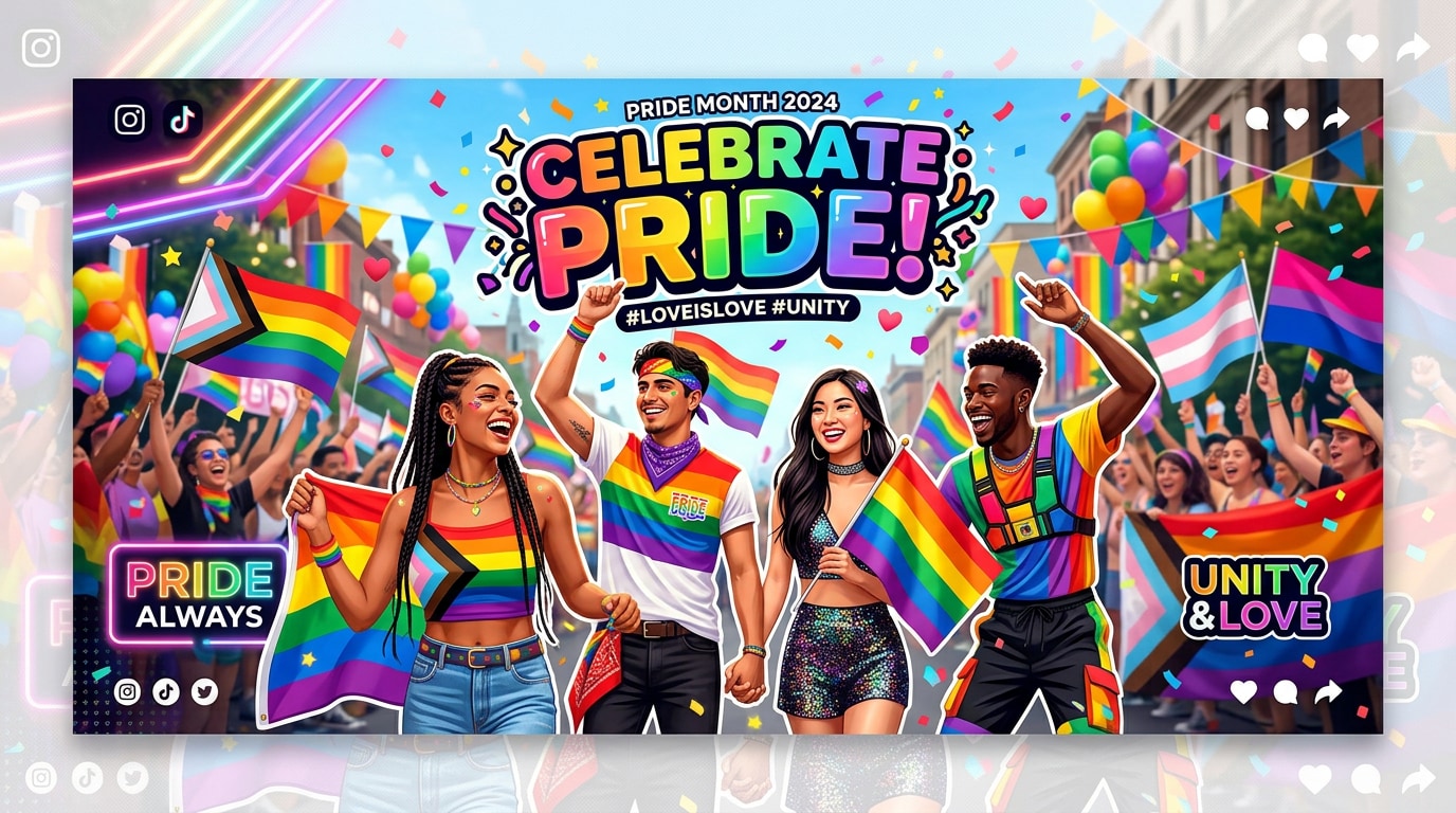Effortless social media influencer Pride content and posters