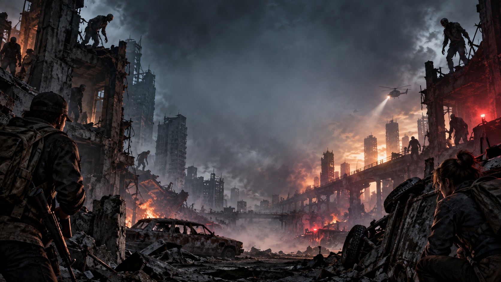zombie apocalypse prompt still image converted into video in Filmora