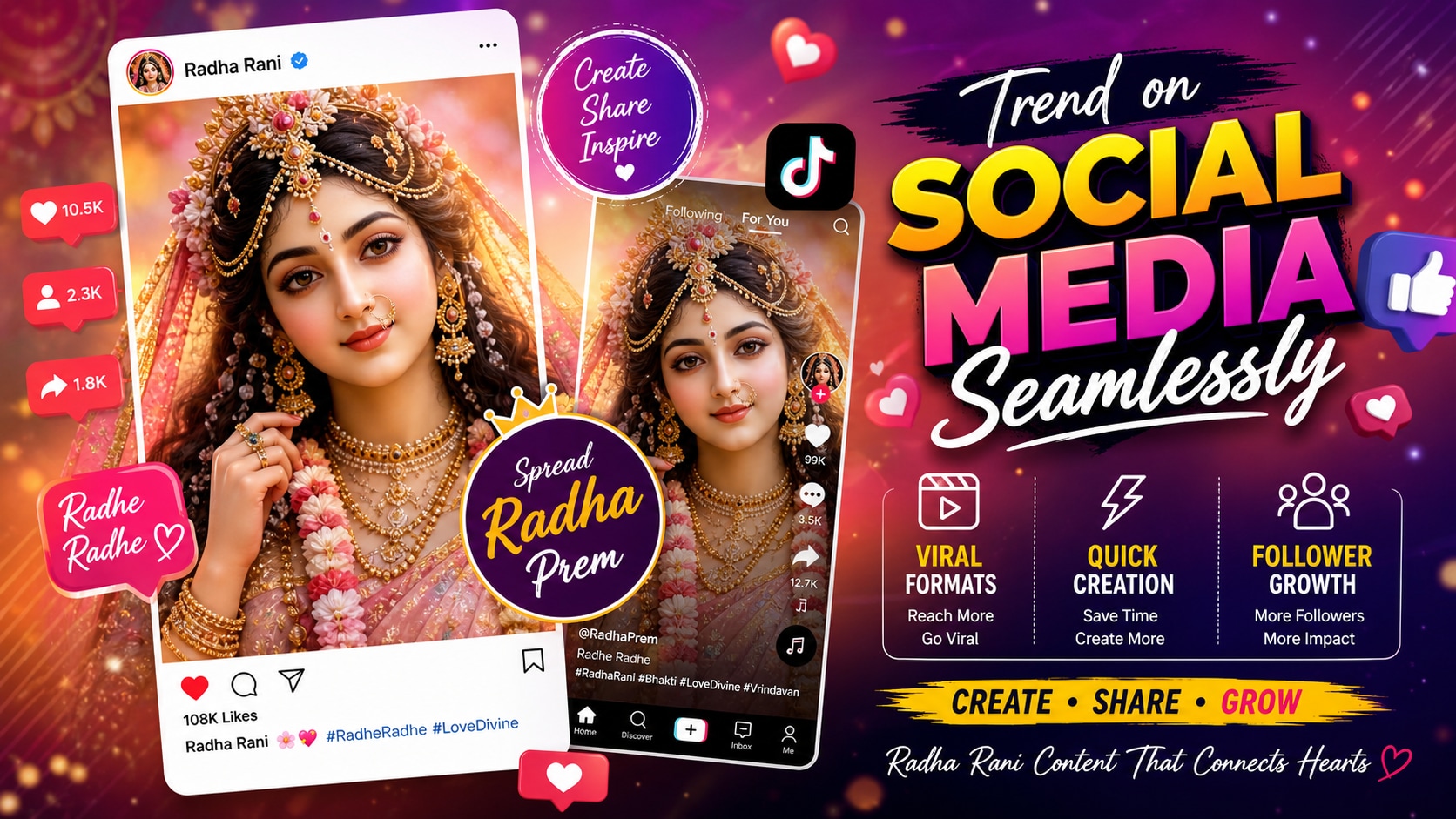 Trend on social media using a radha rani prompt