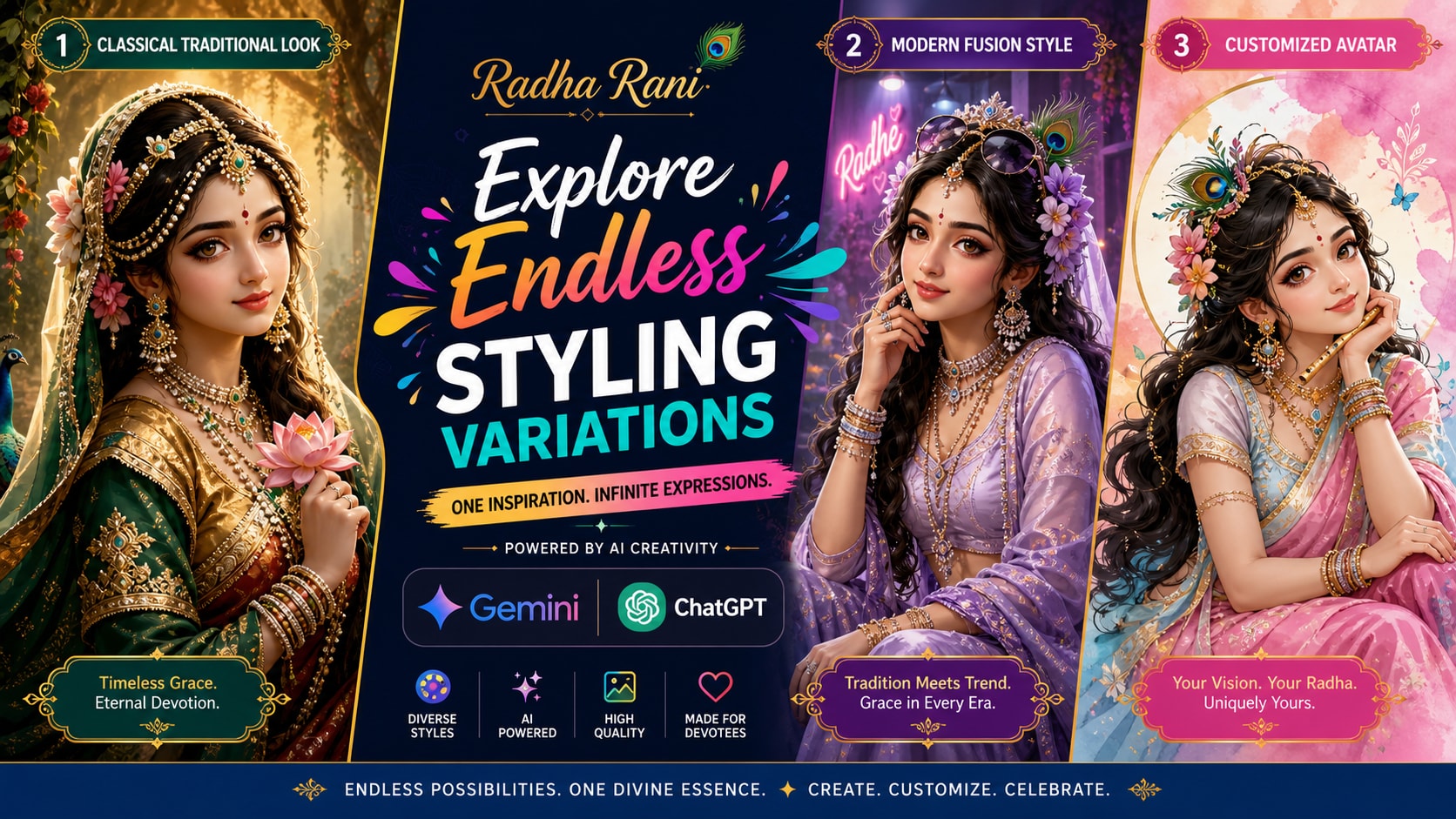 Explore endless styling variations with radha rani prompt