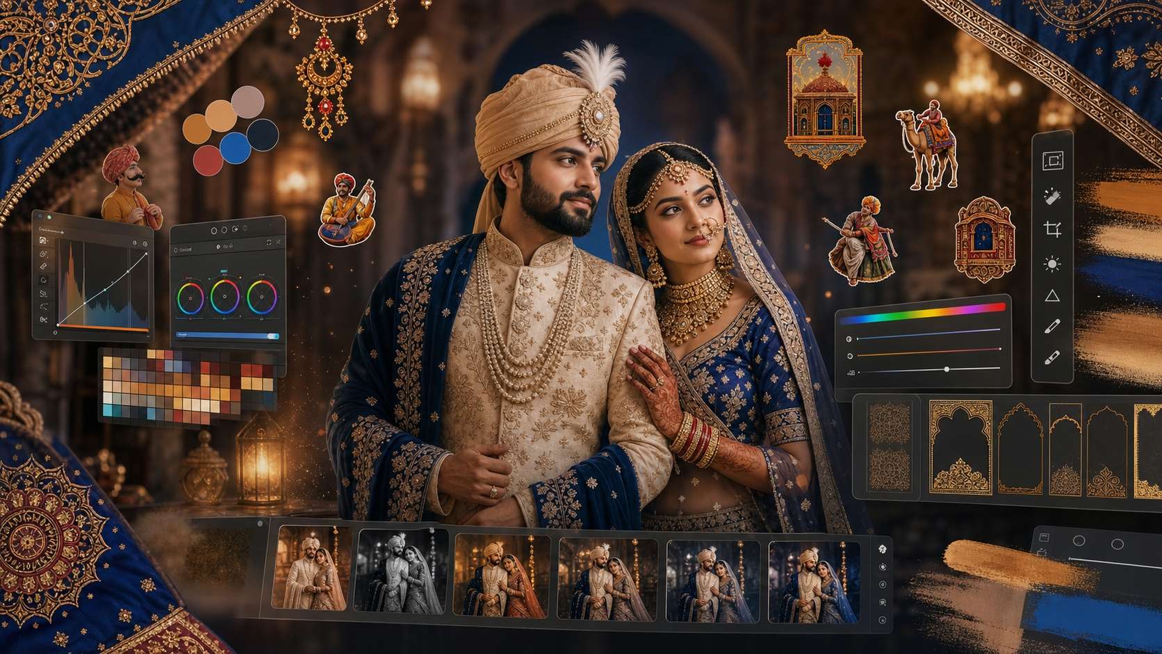 Animate rajasthani couple photo prompt online free