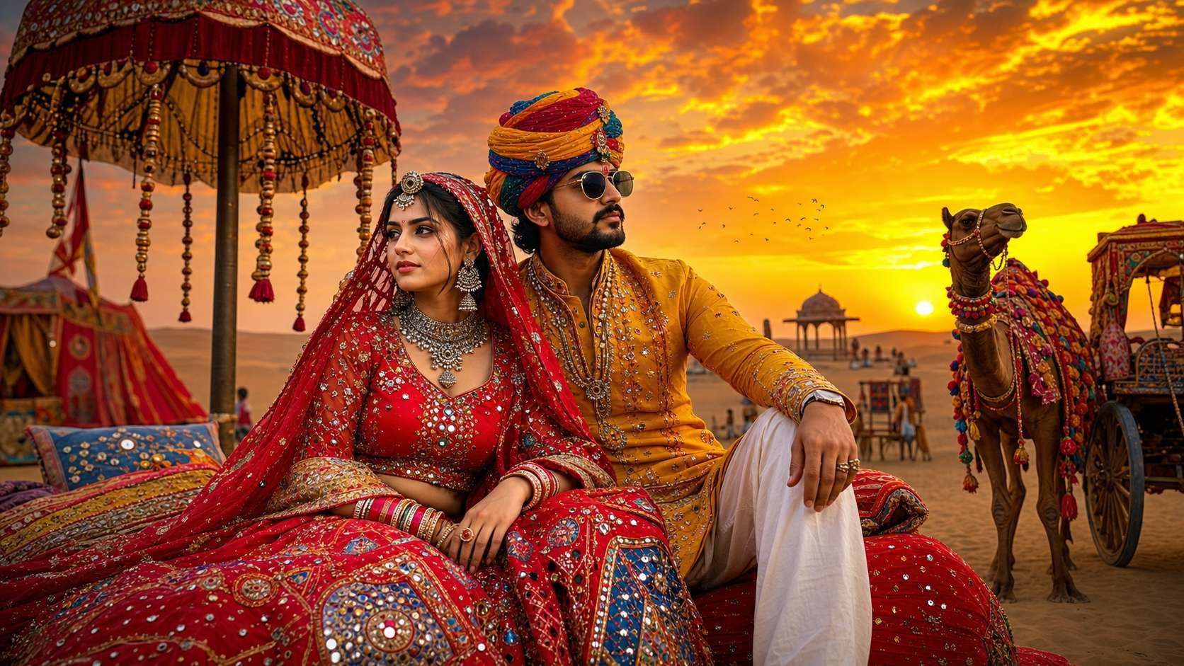 Social media aesthetic with rajasthani couple ai photo prompt
