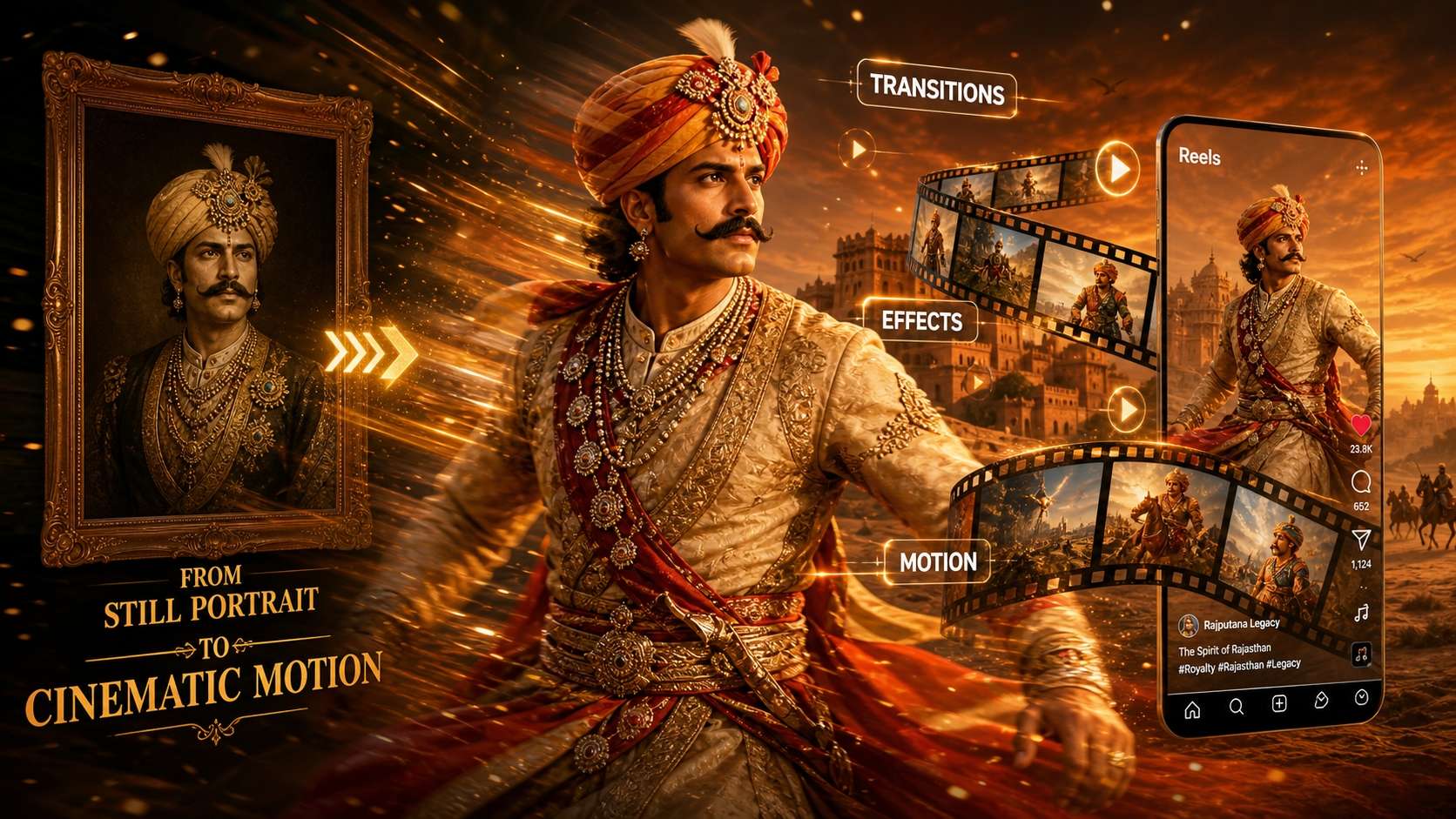 Transform rajasthani AI images into dynamic video reels